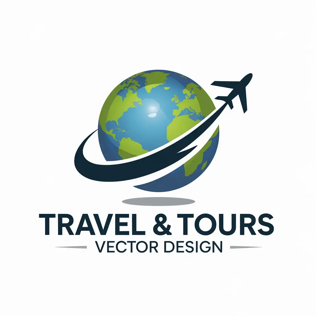 LOGO Design for Travel Tours Earth Plane and Trip Symbol with Clear Background