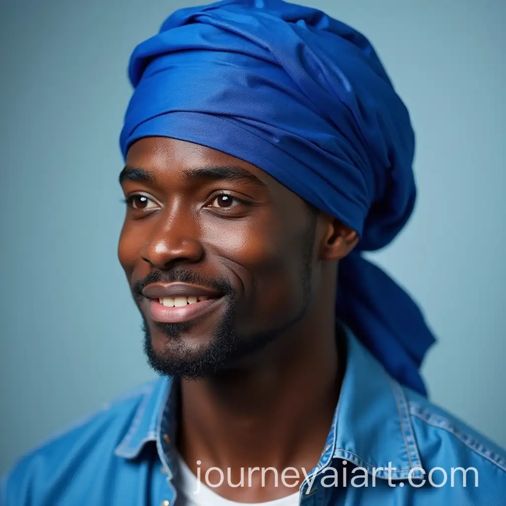 Handsome-Young-Black-Man-Wearing-Blue-Durag-Portrait