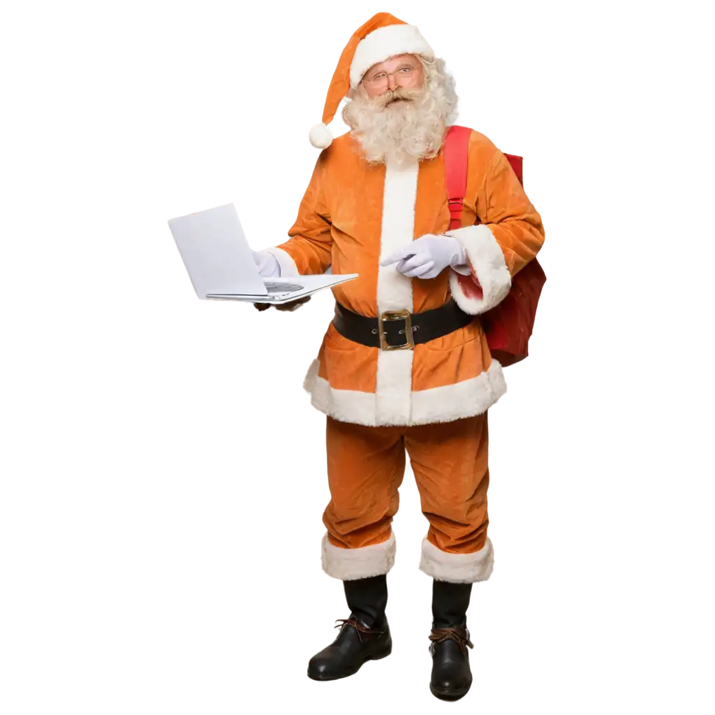 Santa-Claus-with-Orange-Traditional-Clothing-and-Notebook-PNG-Image-for-Holiday-Festive-Designs