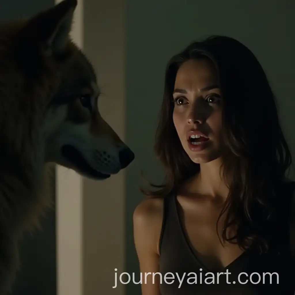 Anxious-Woman-Staring-at-Reflection-Imminent-Transformation-into-Wolf
