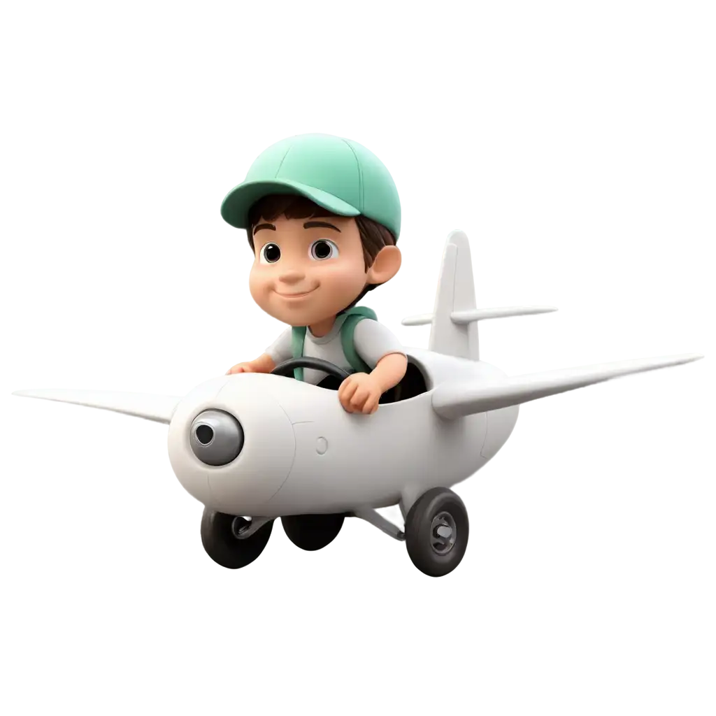 Adorable-Little-Boy-Driving-a-White-Plane-Captivating-PNG-Image-for-Creative-3D-Cartoons