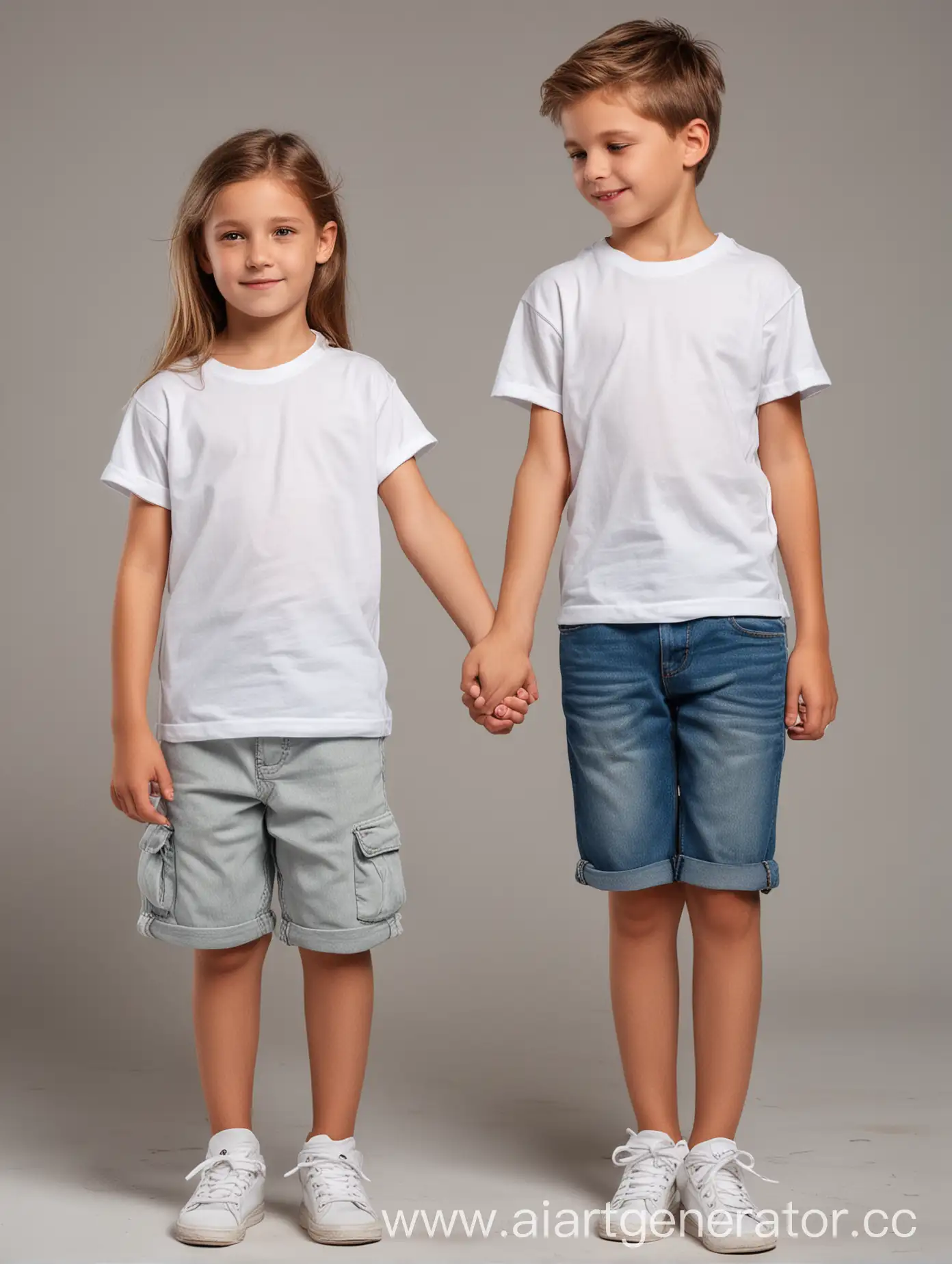 Young-Boy-and-Girl-Holding-Hands-in-White-TShirts