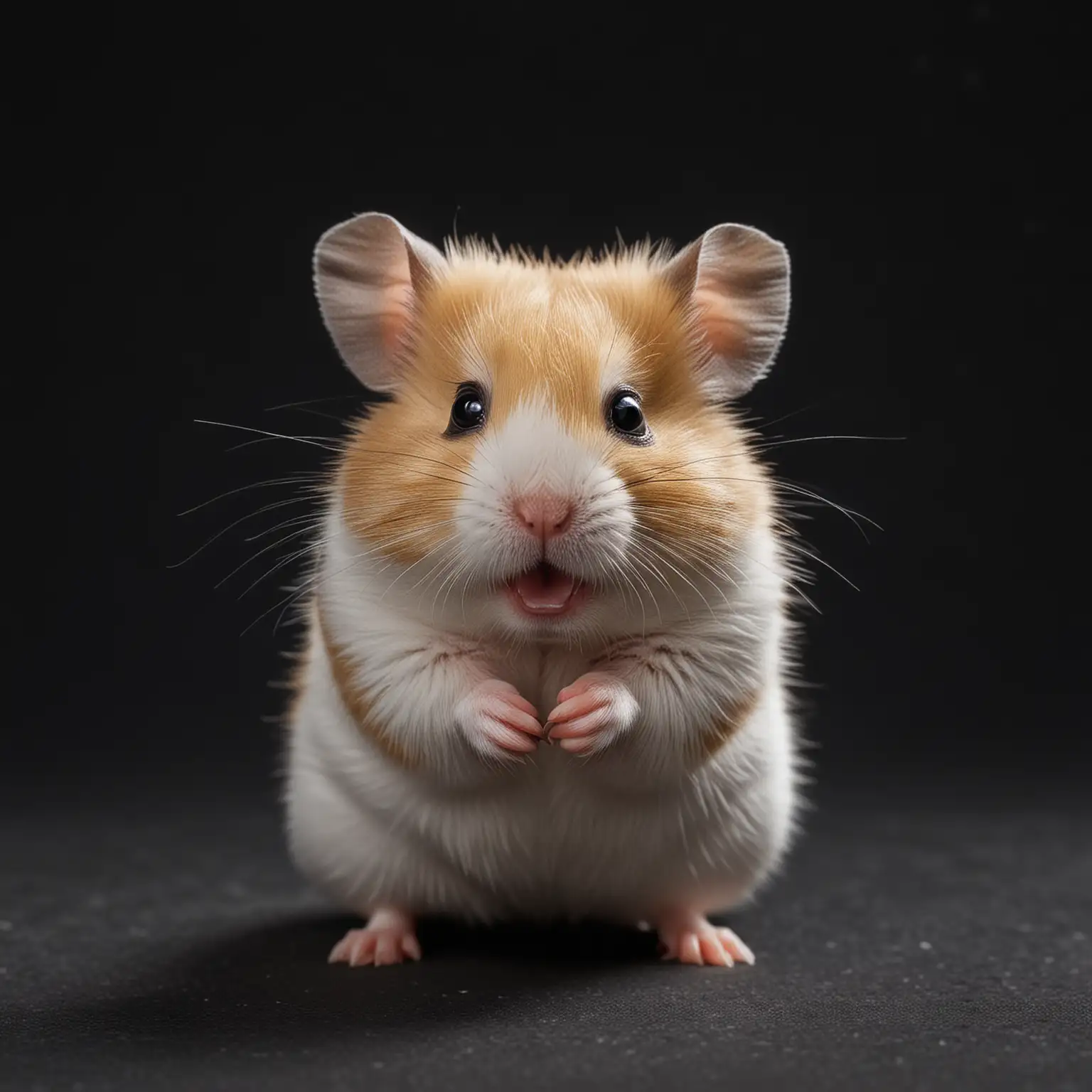 Funny Hamster on Black Background