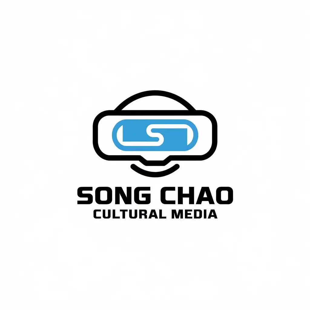 a vector logo design,with the text "Song Chao Cultural Media", main symbol:VR,S,Minimalistic,be used in Internet industry,clear background