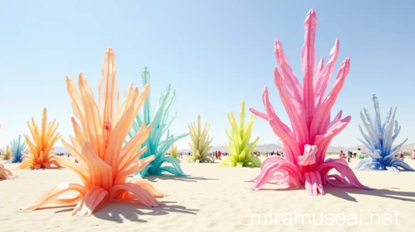 Colorful Transparent Plant Sculptures in the Arizona Desert at Burning Man