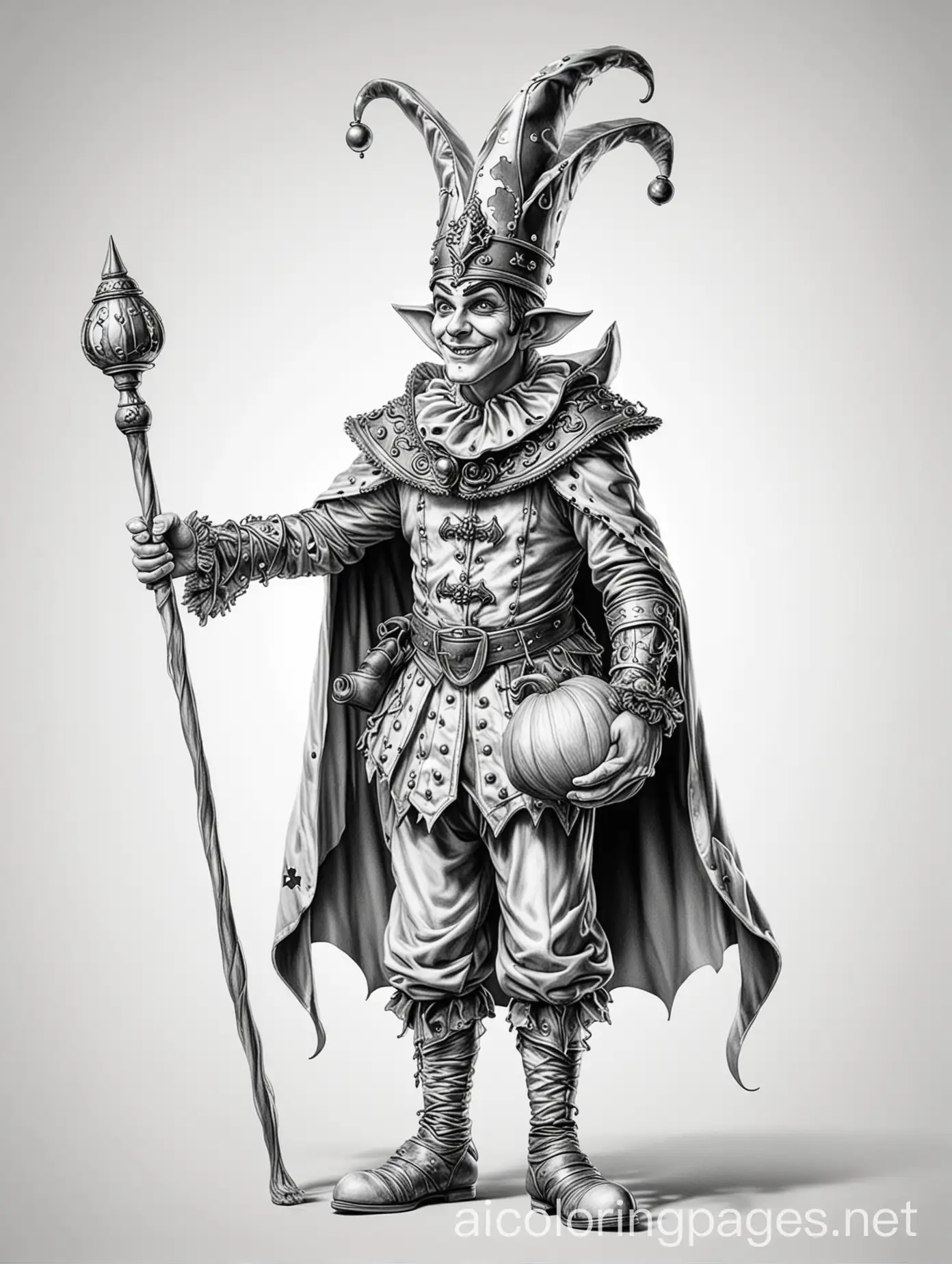 Ultra-Realistic-Royal-Court-Jester-Halloween-Coloring-Page