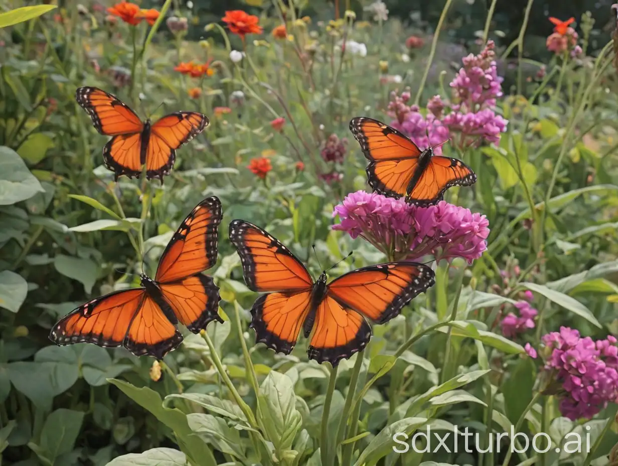 Butterflies in the garden, more vibrant colors