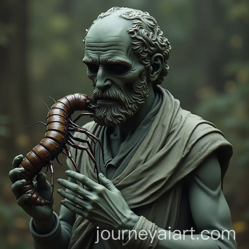 Statue-of-a-Figure-Interacting-with-a-Centipede-of-Death