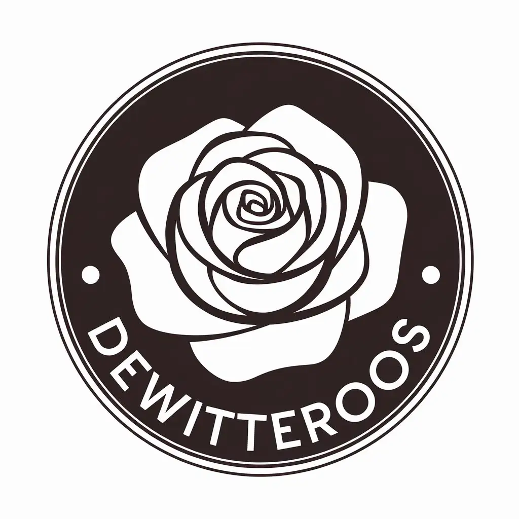 LOGO Design for DeWitteRoos Elegant White Rose with Modern Typography on Clear Background