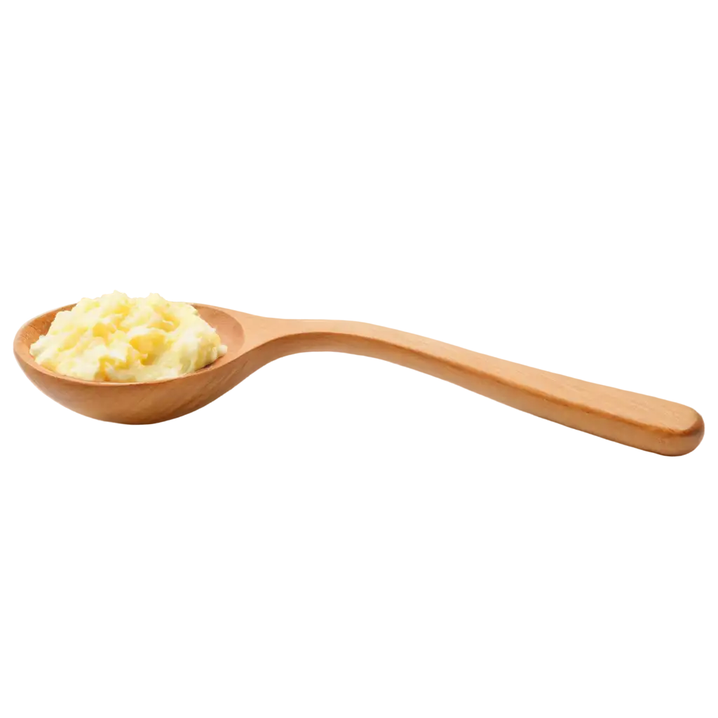 a wooden spoon with butter in a horizontal perspective