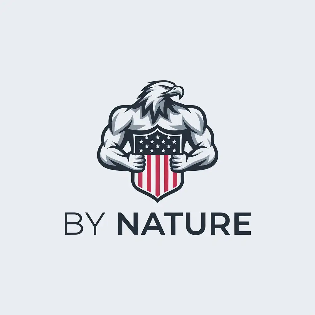 LOGO Design for By Nature Minimalistic Vector Logo with Muscular Eagle and American Shield