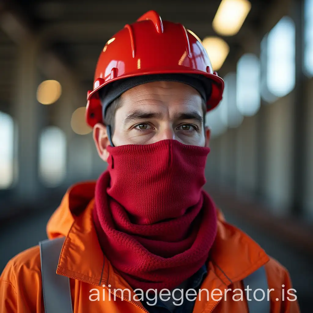 A thirty-year-old engineer working in the oil and gas sector wears a red muffler