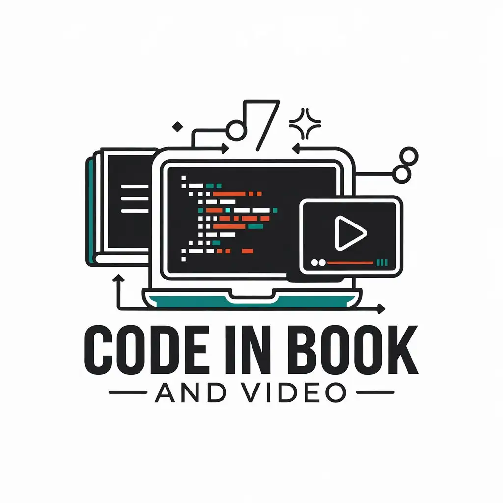 LOGO Design for Code in Book and Video Vector Logo with Laptop Code Book and Video Theme