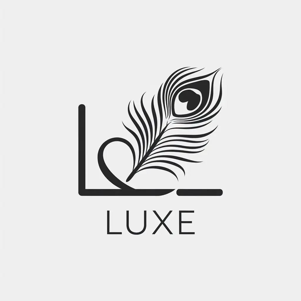 a vector logo design,with the text "Luxe", main symbol:🦚,Minimalistic,clear background