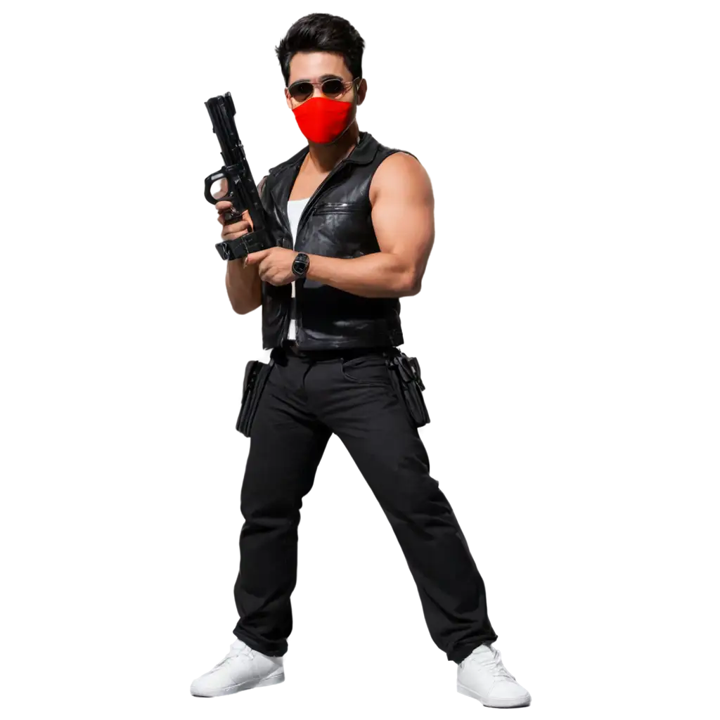 Koboy-with-Red-Mask-and-Sunglasses-Holding-Two-Pistols-PNG-Image-HighQuality-Transparent-Artwork