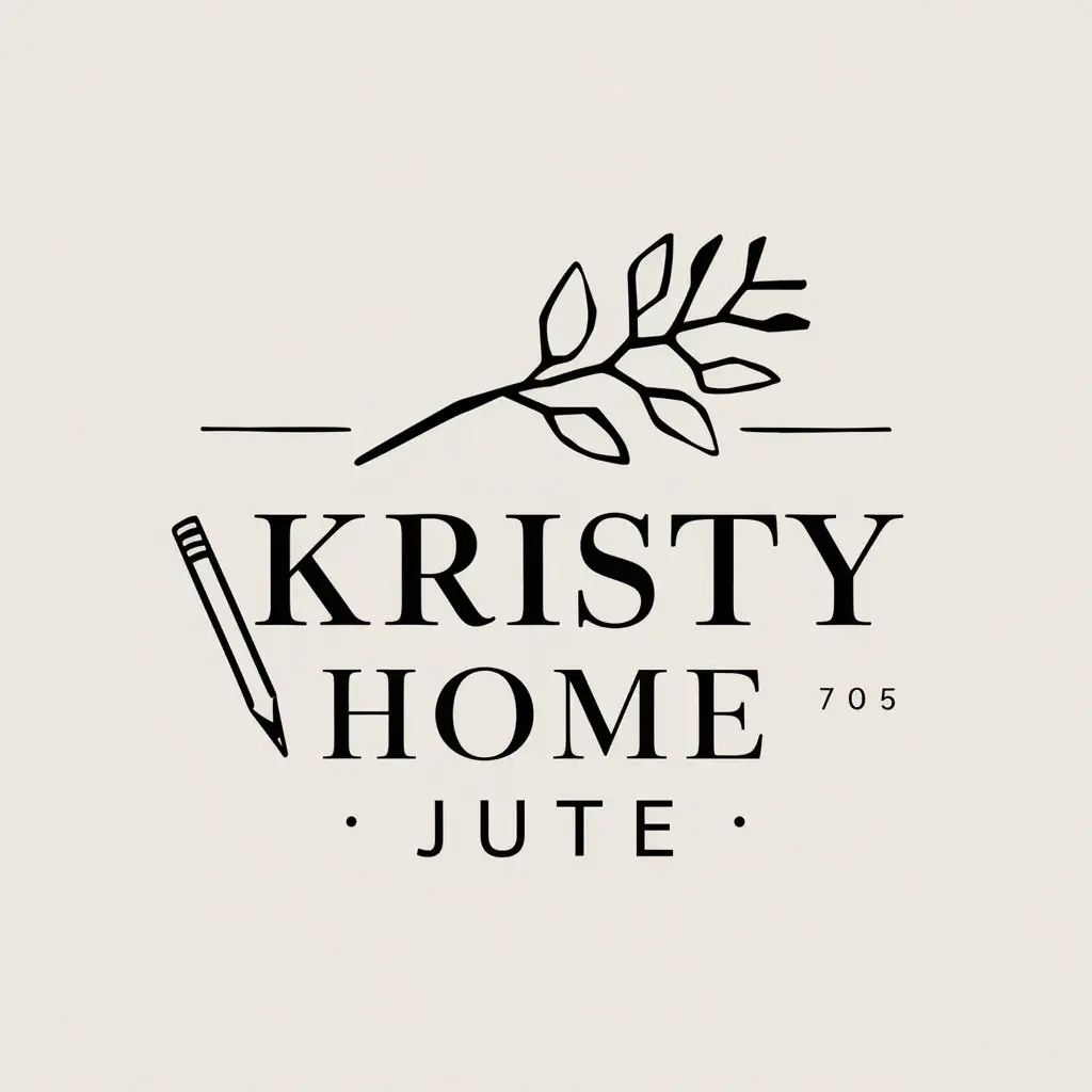 a vector logo design,with the text "Kristy home jute", main symbol:Pencil, twig plant,Moderate,clear background