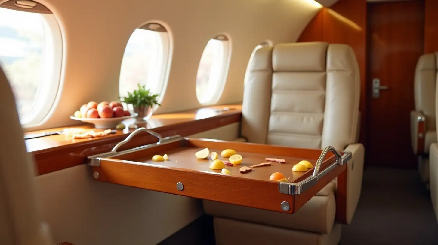 Luxury Private Jet with Empty Snack Cart