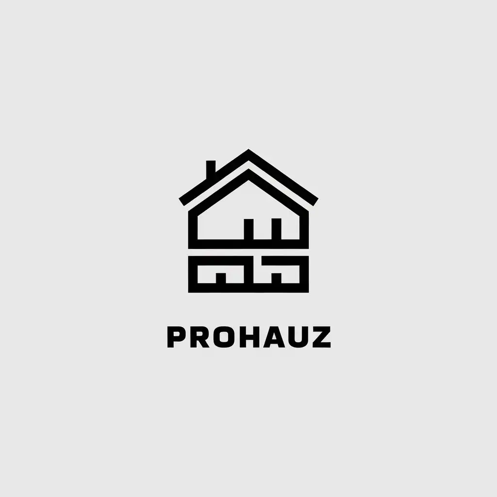 LOGO-Design-for-Prohauz-Minimalistic-Icon-of-Construction-and-Suburban-Frame-Houses