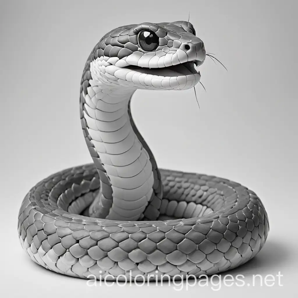 snake, Coloring Page, black and white, line art, white background, Simplicity, Ample White Space. The background of the coloring page is plain white to make it easy for young children to color within the lines. The outlines of all the subjects are easy to distinguish, making it simple for kids to color without too much difficulty