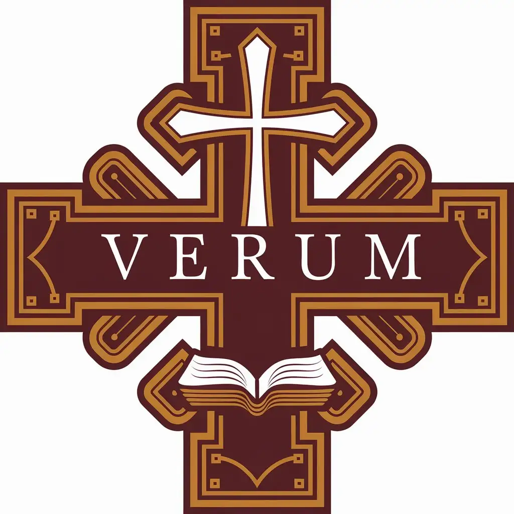 LOGO Design for Verum Cross Book Symbol for Religious Industry