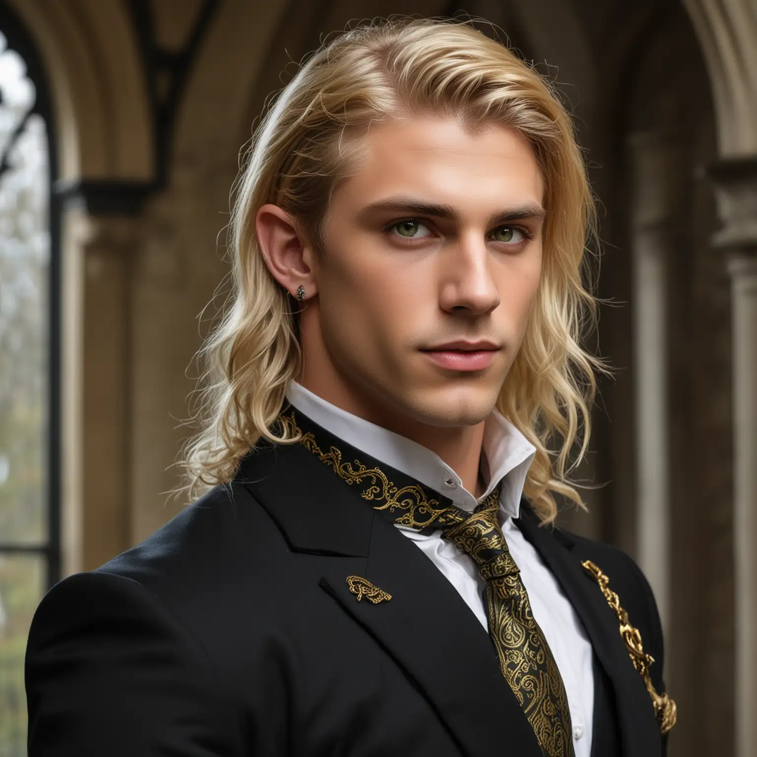 Handsome Fantasy Elf Nobleman in Gothic Mansion