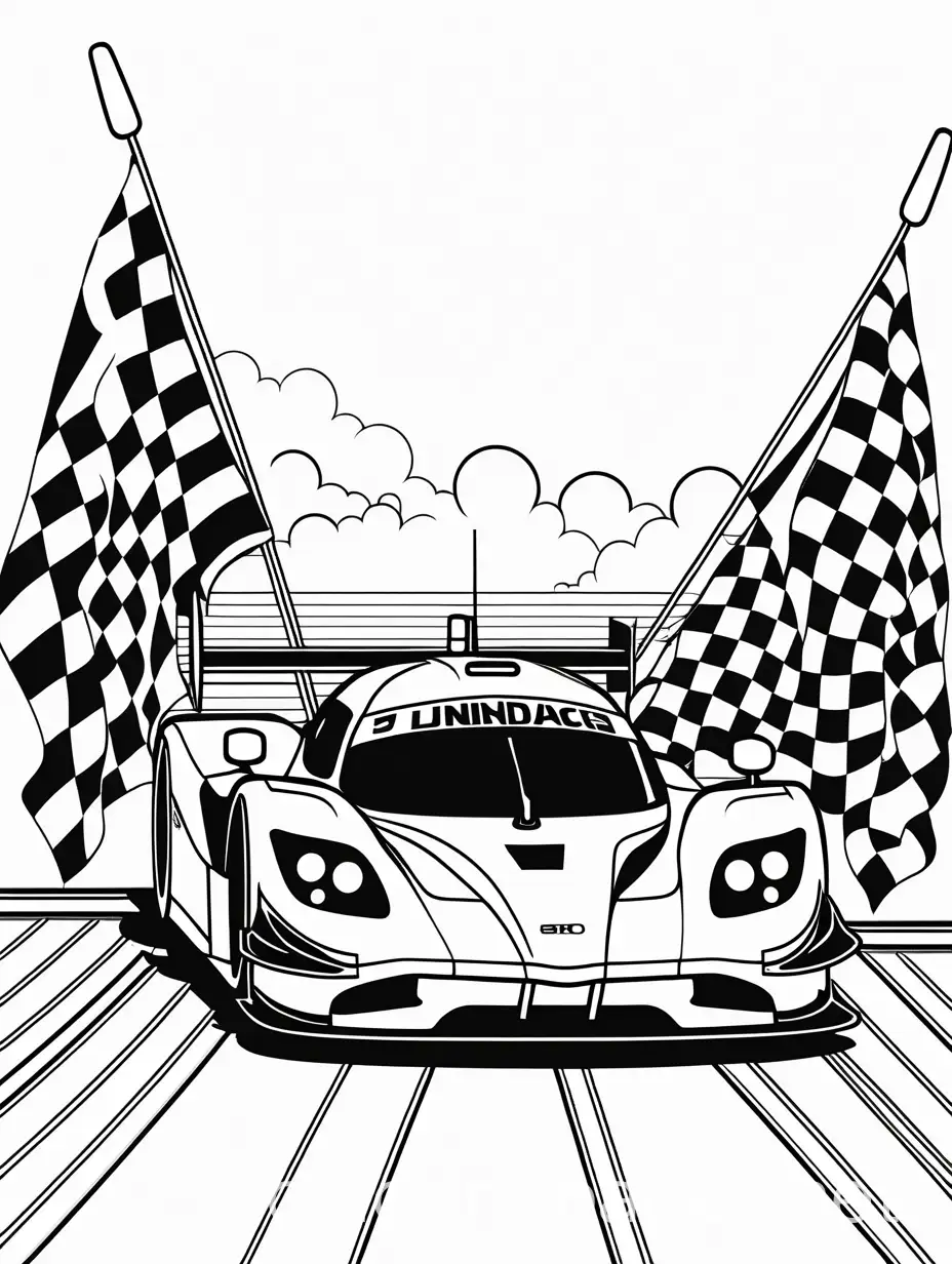 Race-Car-Crossing-Finish-Line-with-Checkered-Flags-Coloring-Page