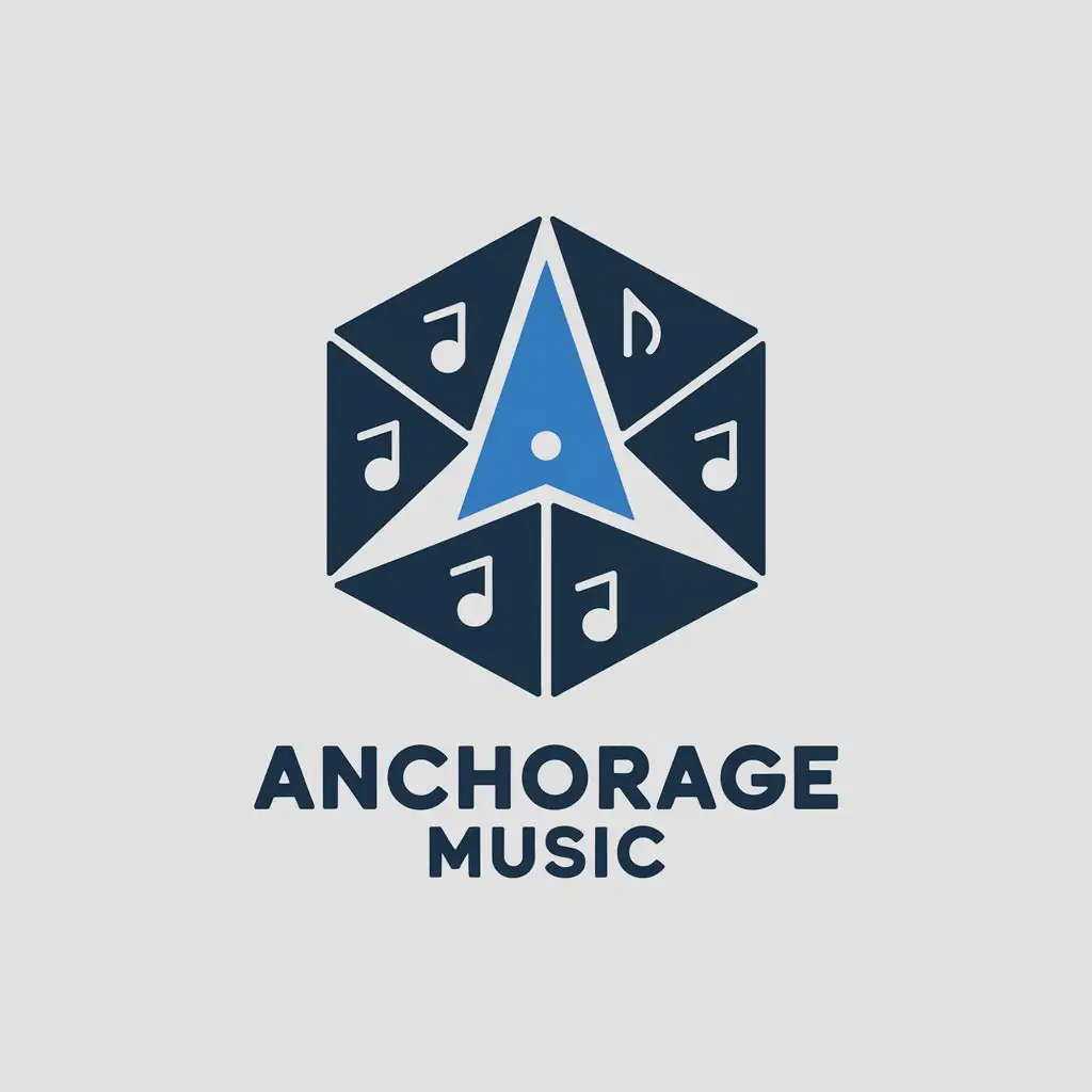 LOGO Design for Anchorage Music Modern Hexagon with A in Blue Grey and White Theme