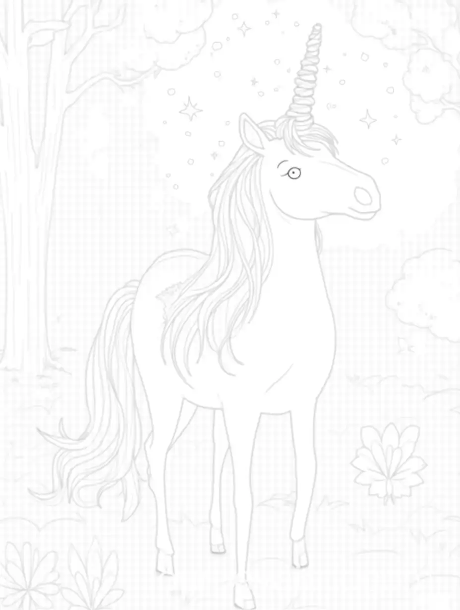 Magical-Unicorn-in-Enchanted-Forest-with-Flowery-Glade-and-Twinkling-Stars