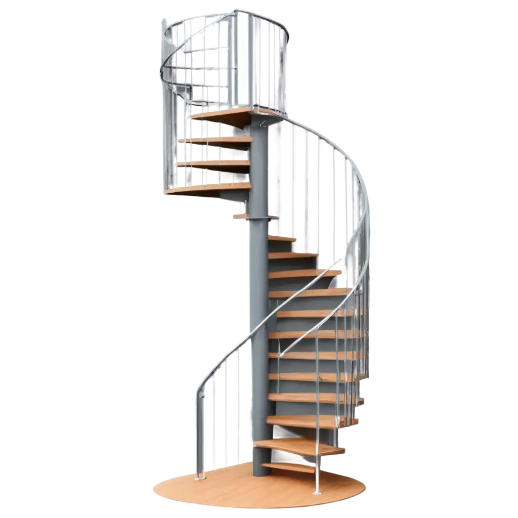 spiral staircase square opening  with 4 meters height mounted on the external area, coming from the ground floor and arriving at access door to the room, should be represented as the wall of the background with apparent blocks in gray color