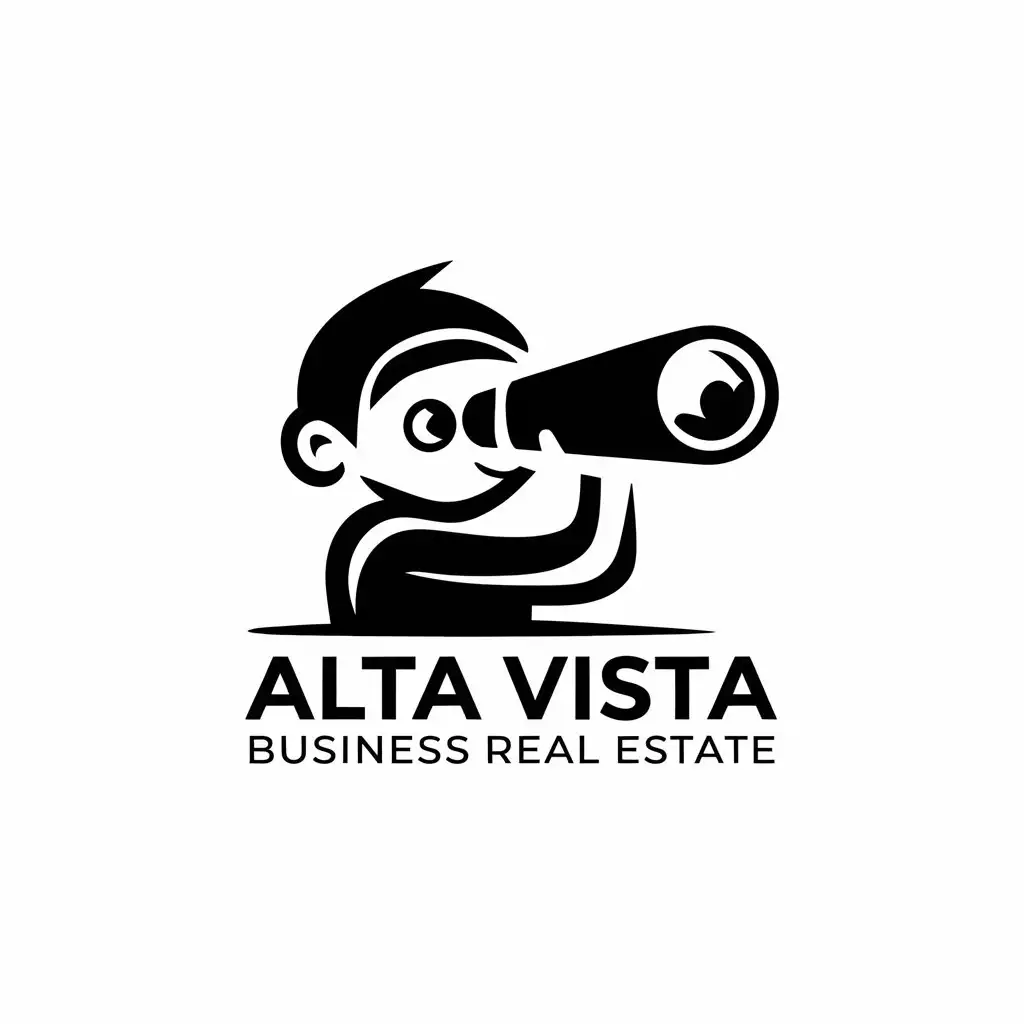 LOGO Design for Alta Vista Business Real Estate Child with Telescope Looking Forward Theme