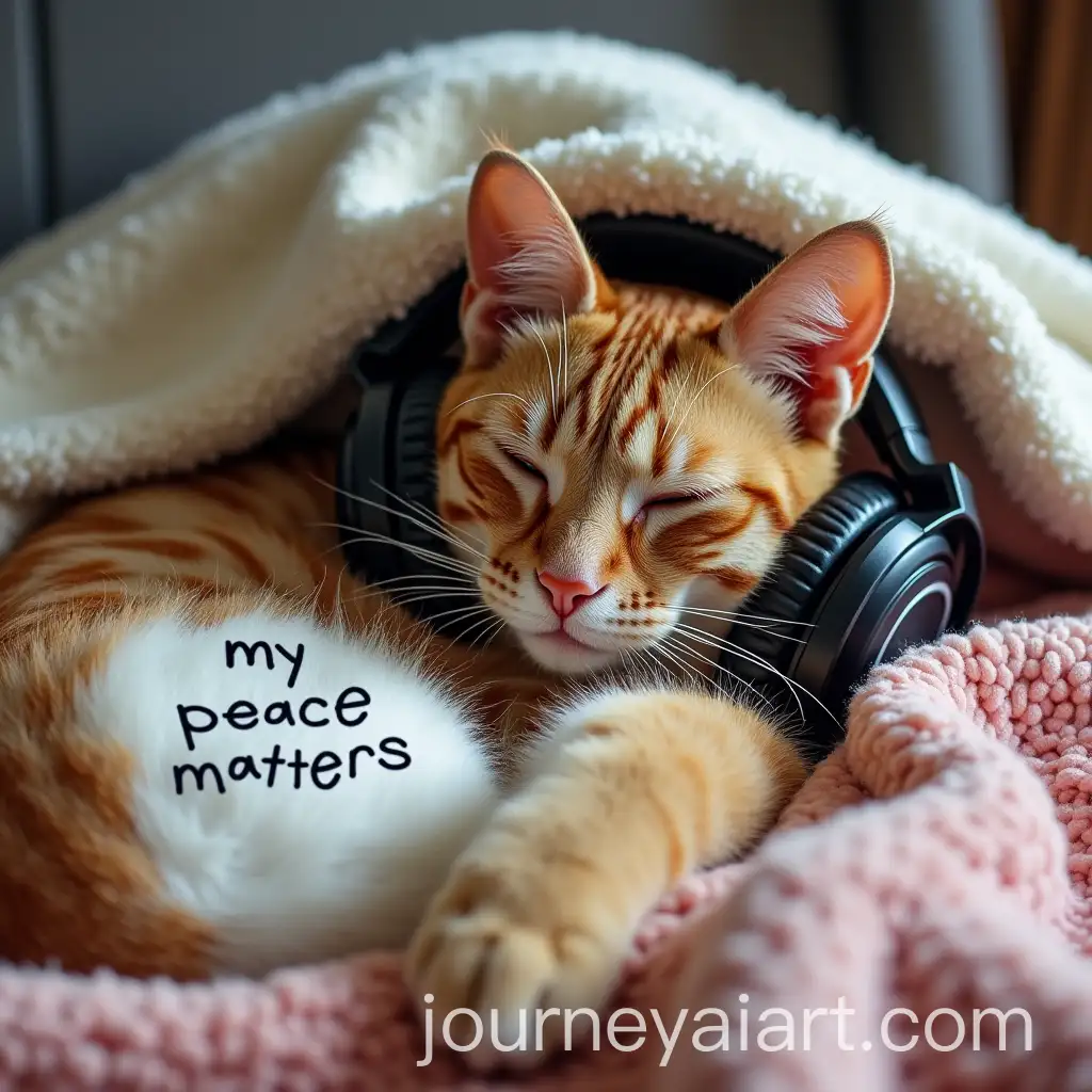 Cat-Curled-Up-with-SensoryFriendly-Items-and-My-Peace-Matters-Message