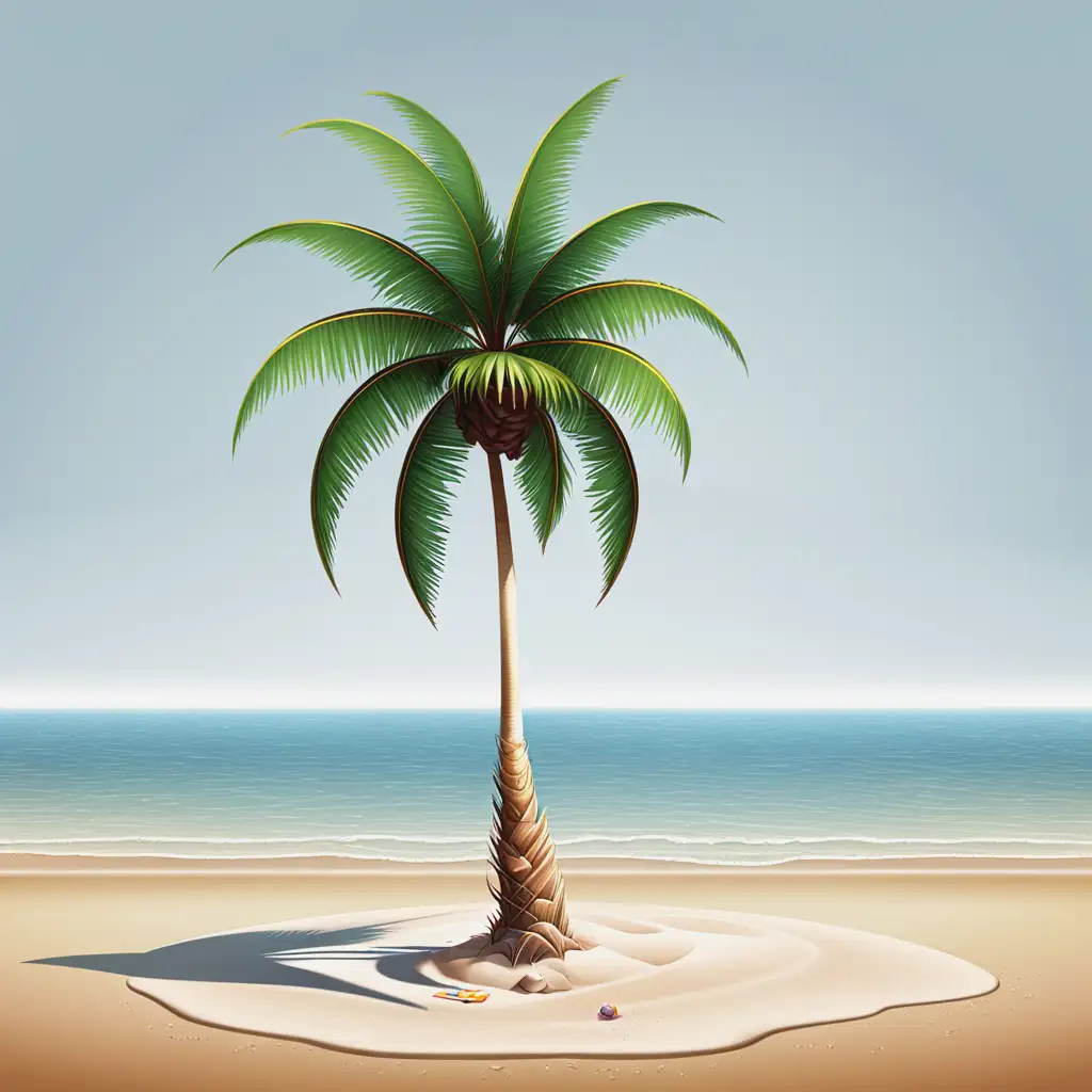 beach with one complete palm tree vector