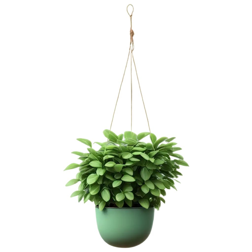 Beautiful-Green-Hanging-Ampelous-Plant-with-Wide-Swinging-Leaves-in-a-Pot-PNG-3D-Render