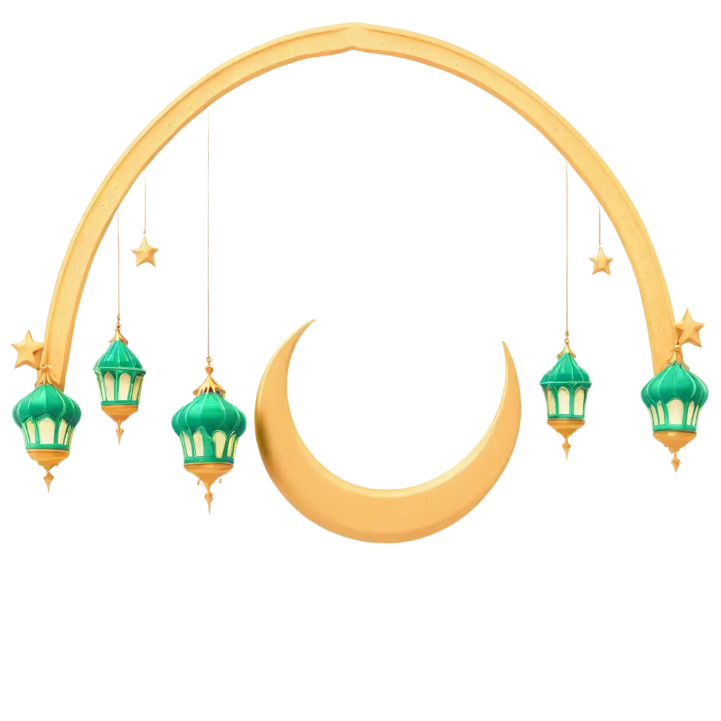 Islamic-Architecture-PNG-with-Golden-Arch-Crescent-Moon-Lanterns-and-Ramadan-Theme-3D-Rendering