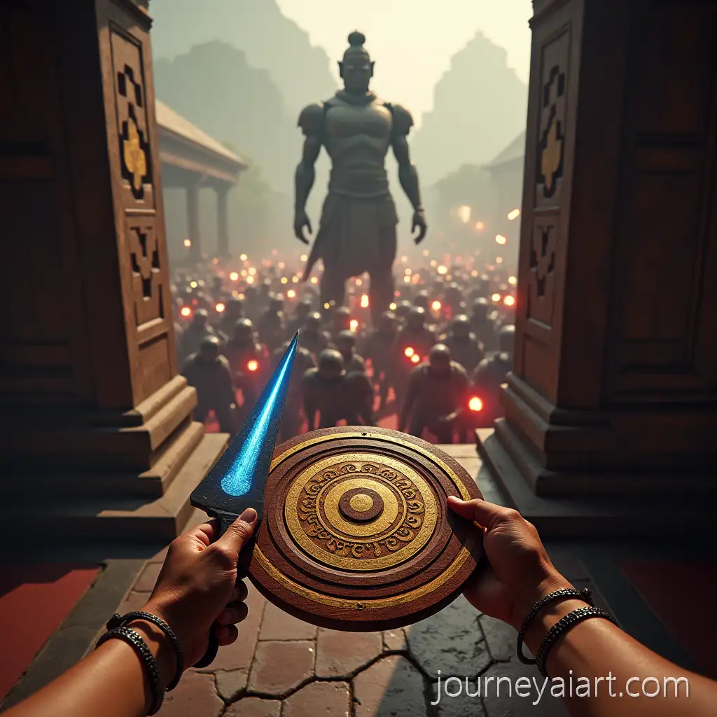 Epic-Battle-SceneShield-and-Dagger-Battle-with-Dwarapala-Technology-and-Kaurava-Robots