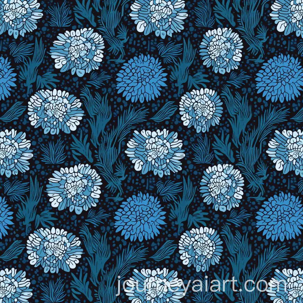 Textile-Repeat-Print-Inspired-by-Sea-Life-Shells-Crabs-Corals-and-Octopus-in-Blue-and-Black