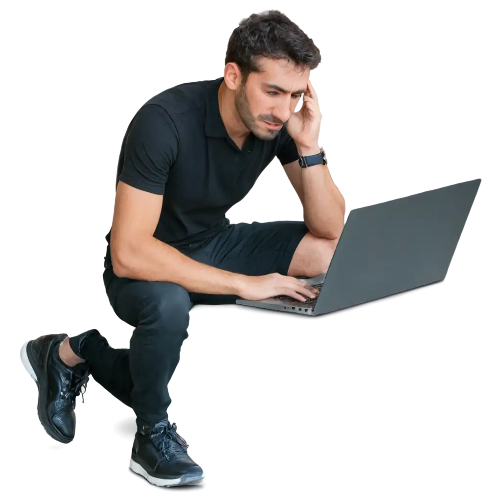 Stressed-Man-in-Front-of-Laptop-PNG-Image-for-Visualizing-Work-Stress-and-Technology-Struggles