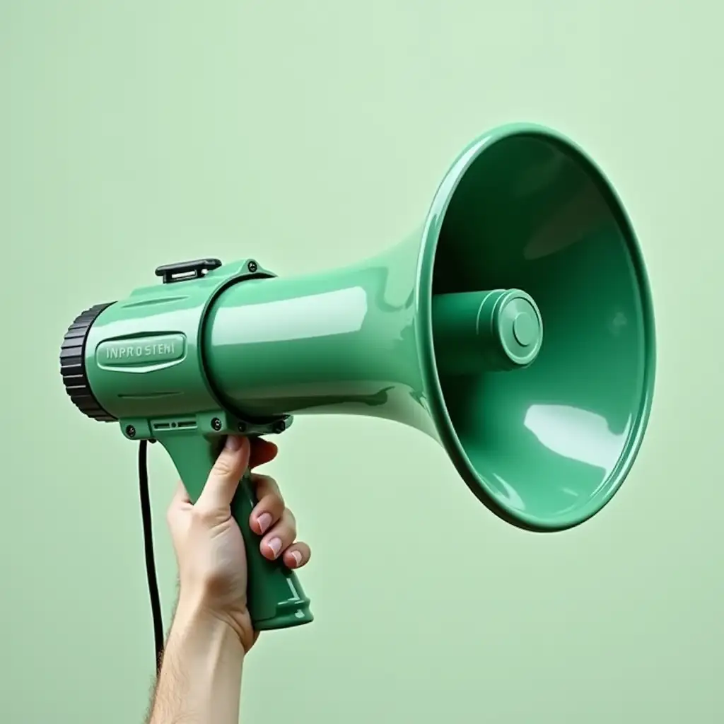 megaphone, color green black and white