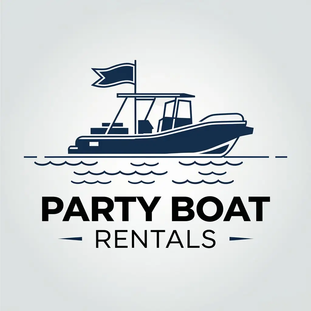 LOGO Design for Party Boat Rentals Modern Vector with Clear Background and Bold Typography