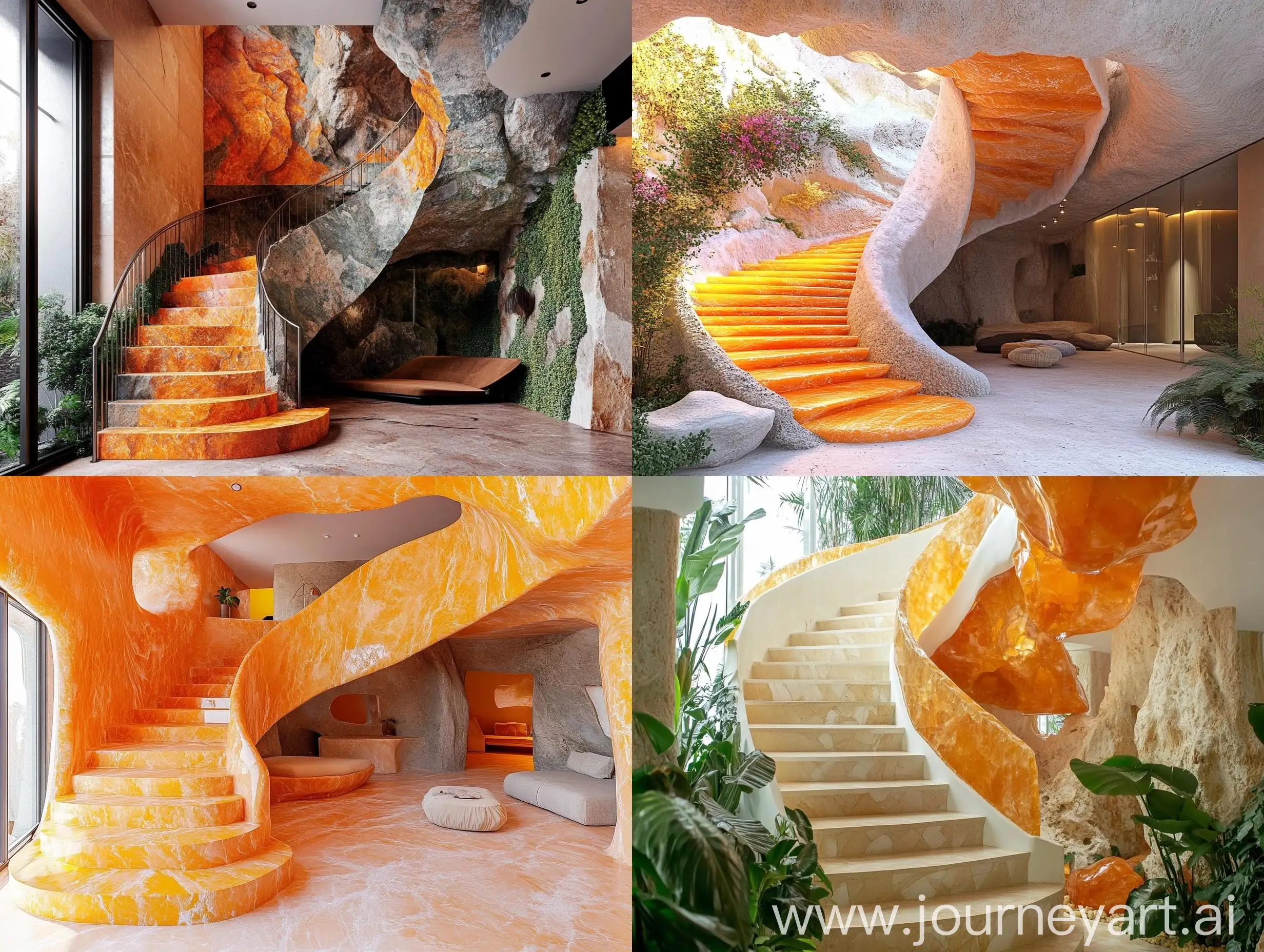 Unique-FlowerShaped-Staircase-in-Rare-Orange-Mineral-Interior