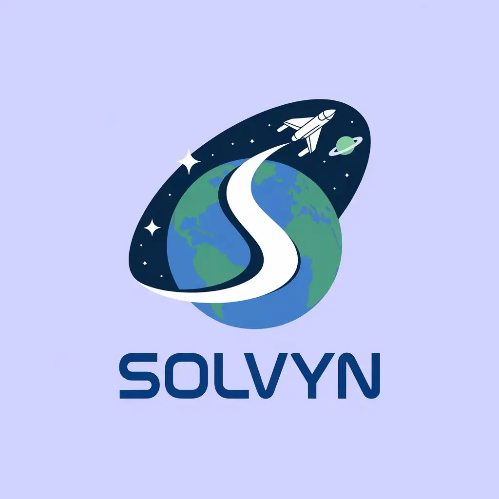 LOGO Design for Solvyn Earth Globe with Innovative Spacecraft and Stars