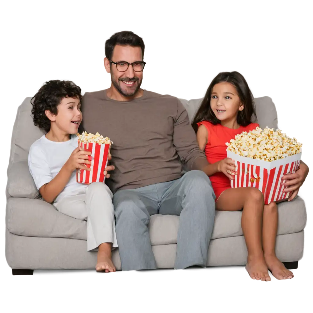 HighQuality-PNG-Image-Happy-Family-Eating-Popcorn-on-the-Sofa