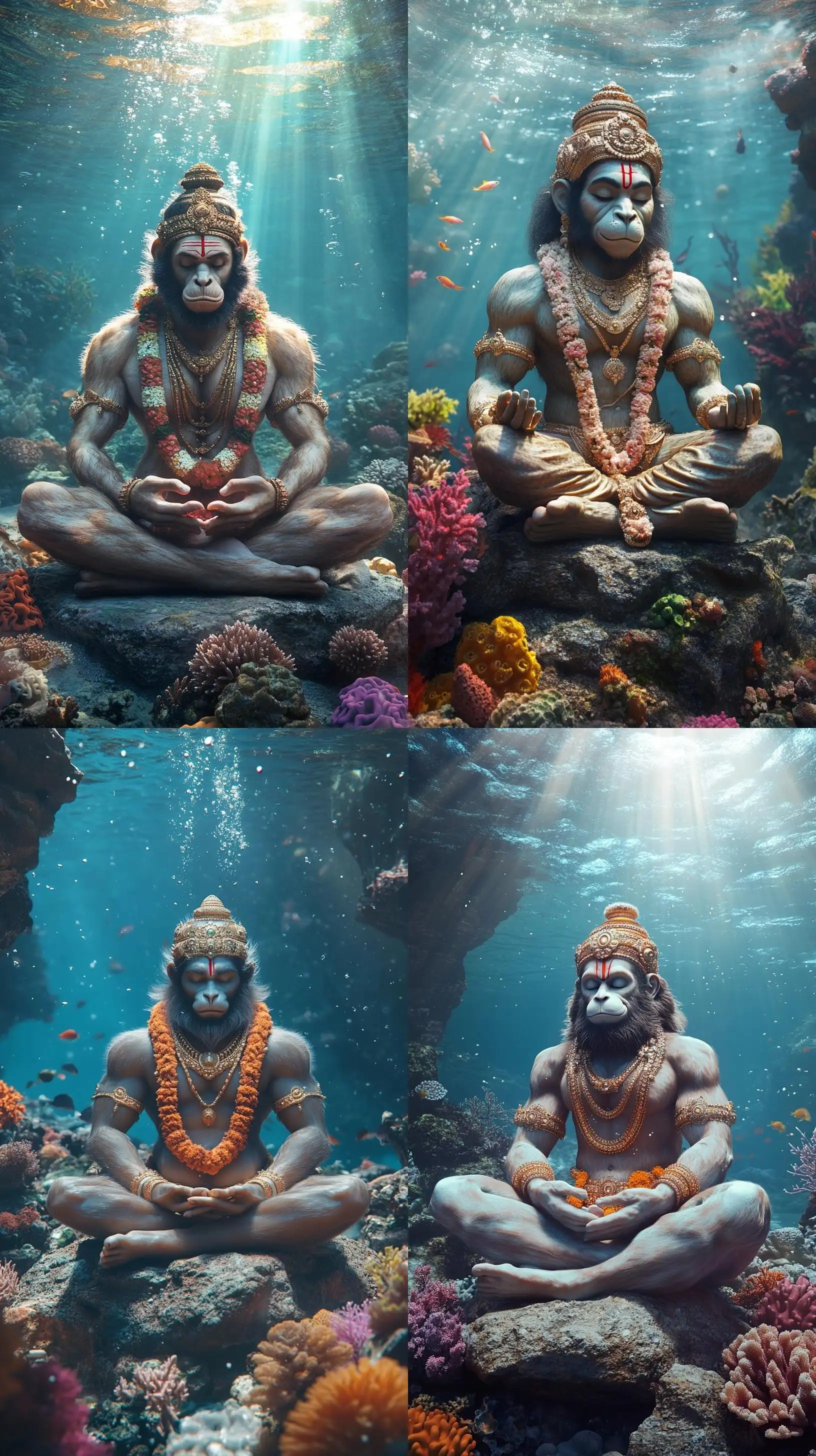 Divine-Meditation-of-Lord-Hanuman-in-Underwater-Coral-Reef