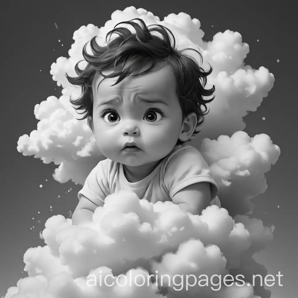 Baby-Looking-Down-from-a-Cloud-Coloring-Page