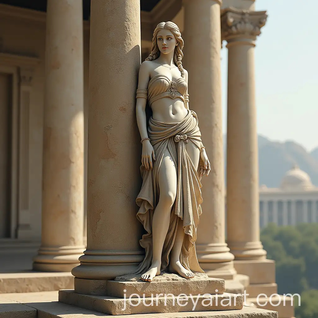 Beautiful-Indian-Female-Statue-Standing-on-Roman-Pillar