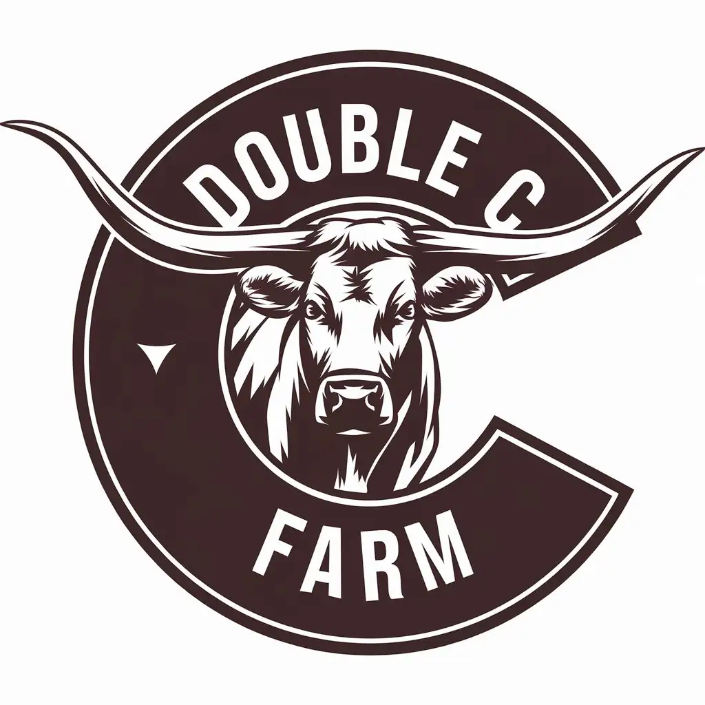 LOGO Design for Double C Farm Cow Long Horns with Clear Background