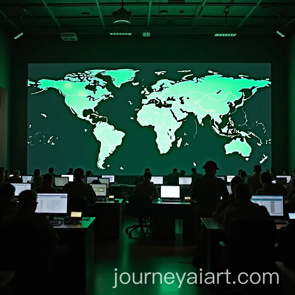 Intelligence-Room-withAI-Art-Prompt-Expansion-Soldiers-and-World-Map-Displaying-Green-Coordinates