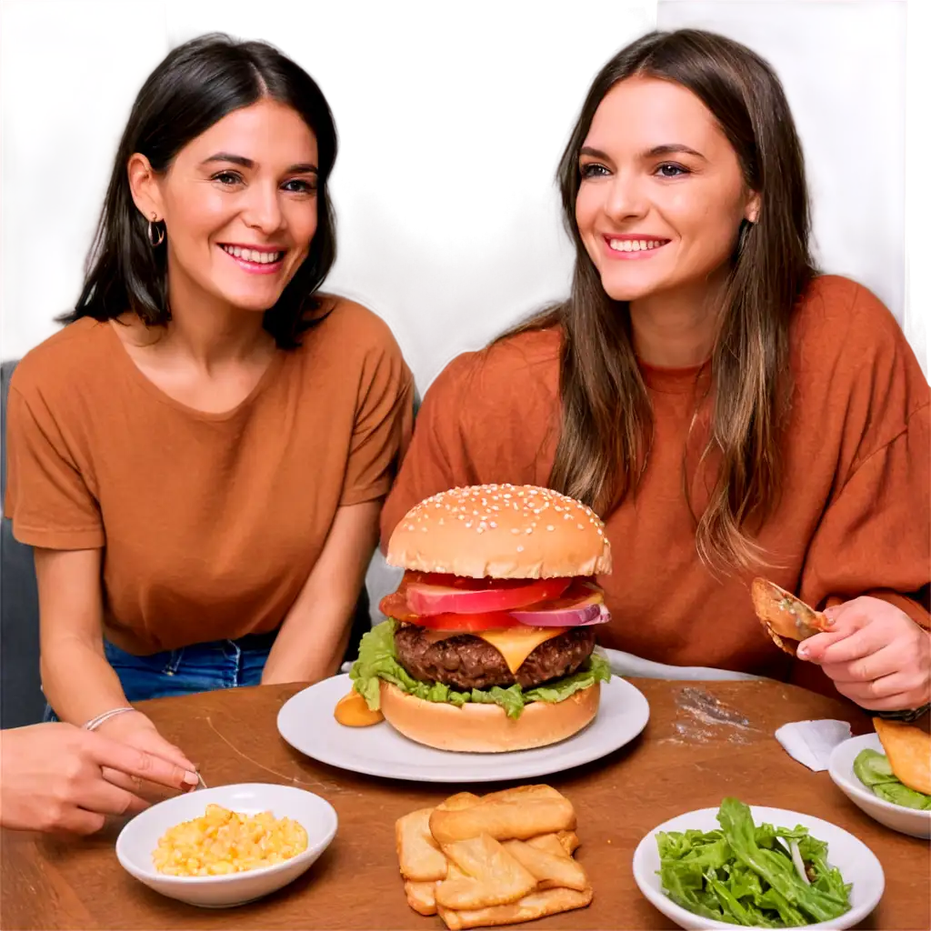 Artisanal-Hamburger-PNG-Group-Dining-Scene-with-Smiling-People