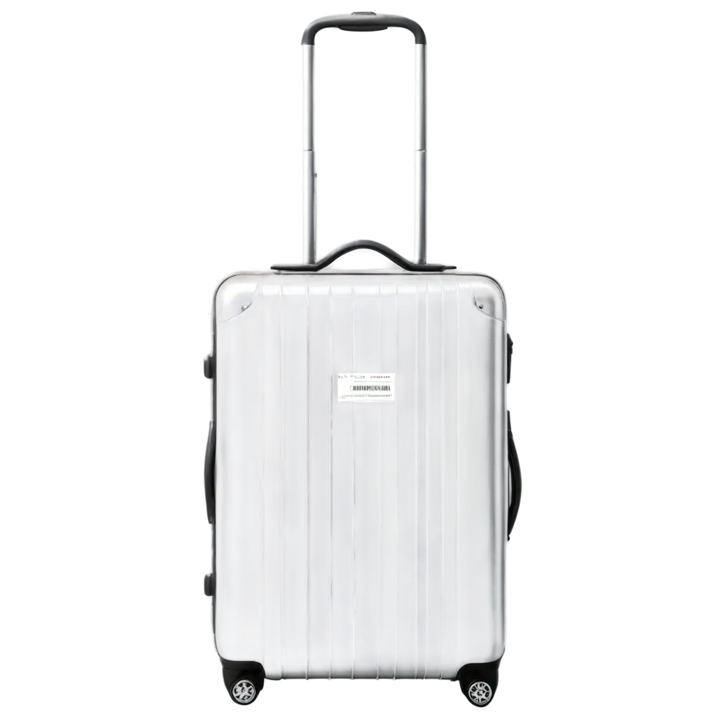 Aesthetic 3D sticker of a silver suitcase with a boarding pass attached, minimalist travel-themed design, realistic lighting, trendy glossy finish, white background