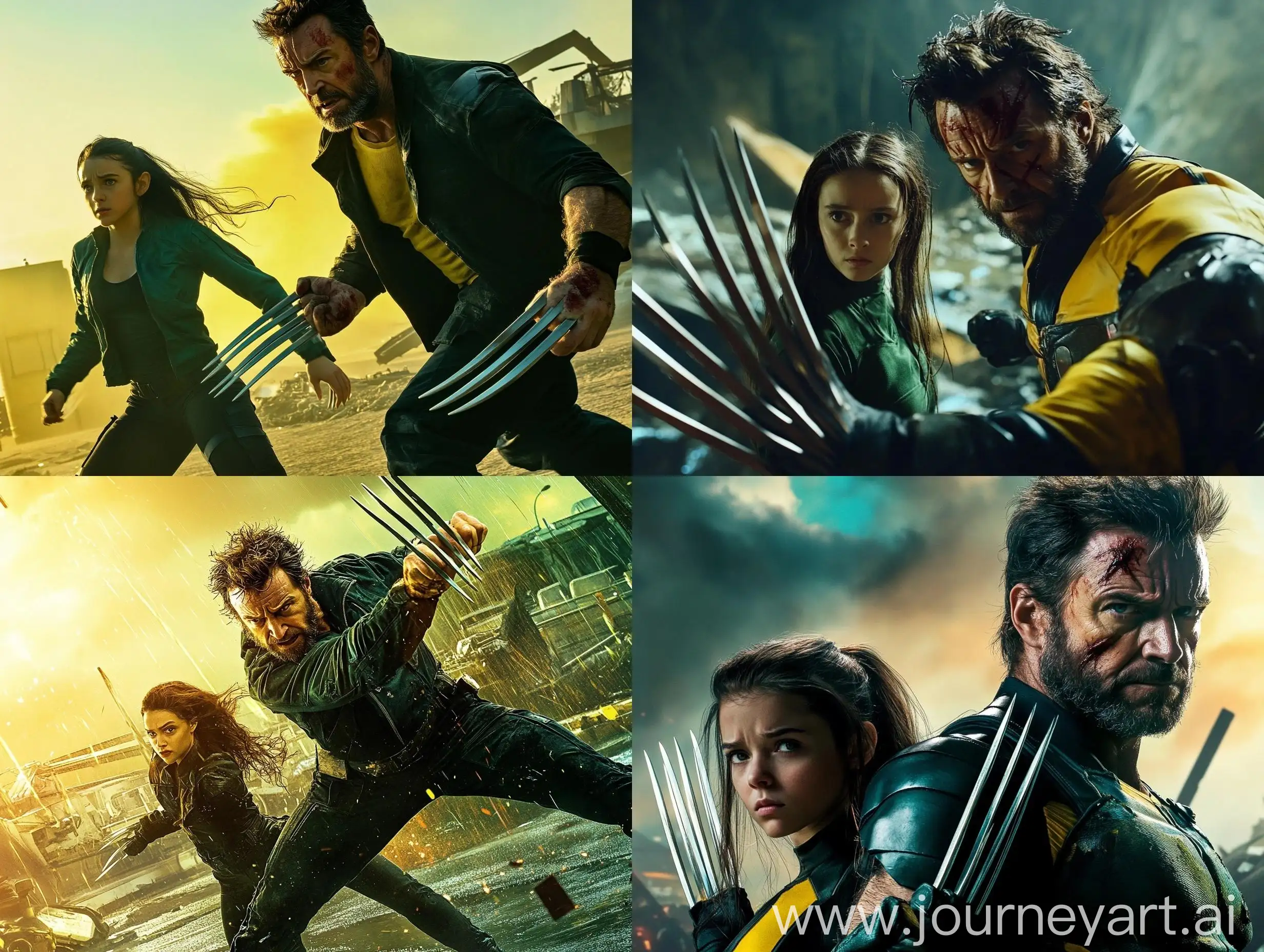 Hugh-Jackman-and-Dafne-Keen-in-X23-and-Wolverine-Suits-Cinematic-Marvel-Poster